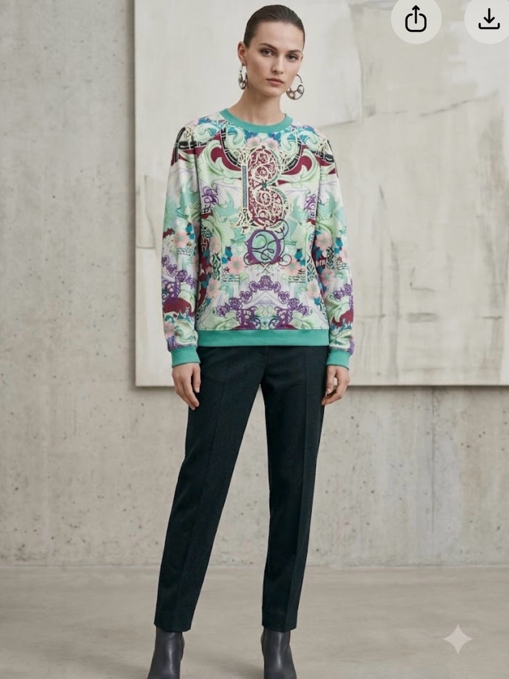Mary Katrantzou Graphic Print Crewneck Sweatshirt Size Medium